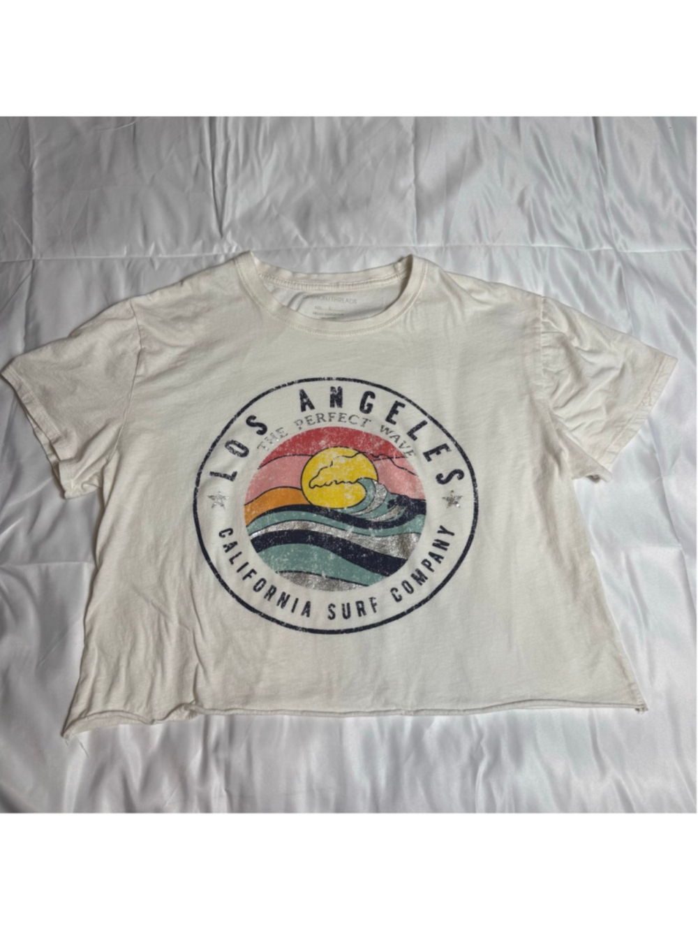 Women's Grayson/Threads White Multicolor Los Angeles Graphic Crop Tee L